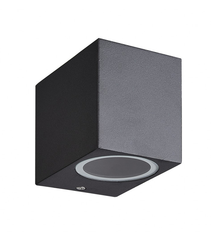 Square Wall Down Lamp, 1 x GU10, IP54, Sand Black