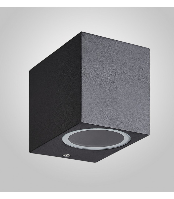 Square Wall Down Lamp, 1 x GU10, IP54, Sand Black