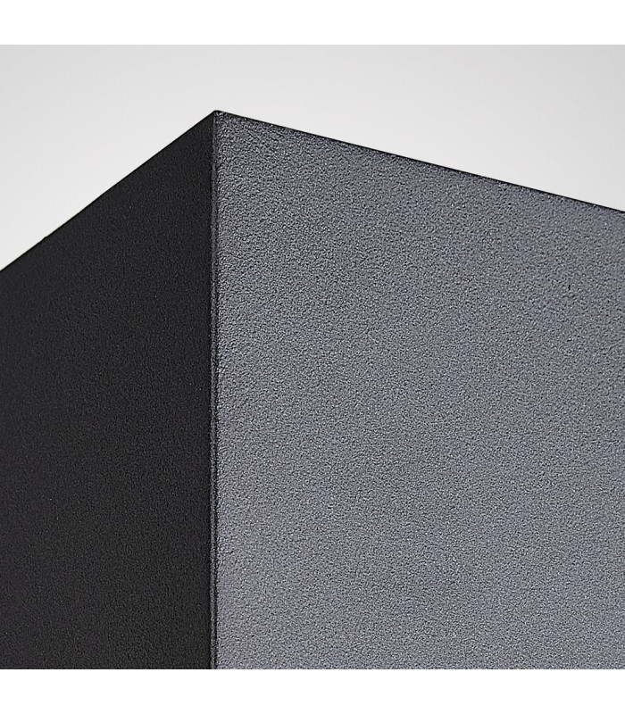 Square Wall Down Lamp, 1 x GU10, IP54, Sand Black
