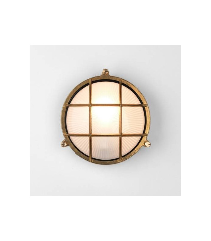 1 Light Outdoor Bulkhead Coastal Wall Light Natural Brass IP44, E27