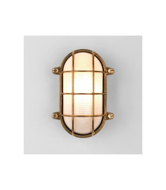 1 Light Outdoor Bulkhead Coastal Wall Light Natural Brass IP44, E27