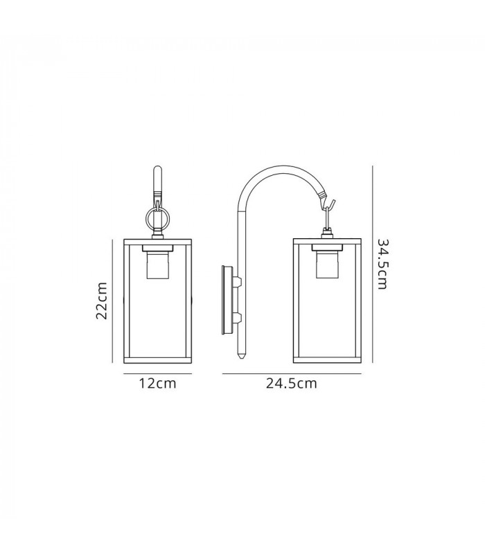 Downward Wall Lamp, 1 x E27, IP54, Graphite Black