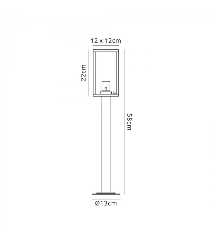 Short Post, 1 x E27, IP54, Graphite Black
