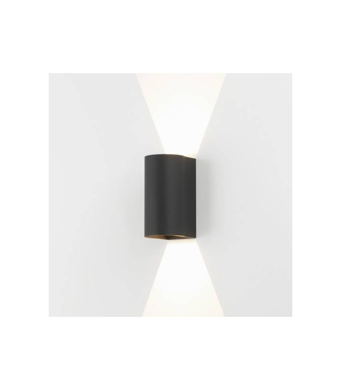 LED 1 Light Outdoor Large Up Down Wall Light Textured Black IP65
