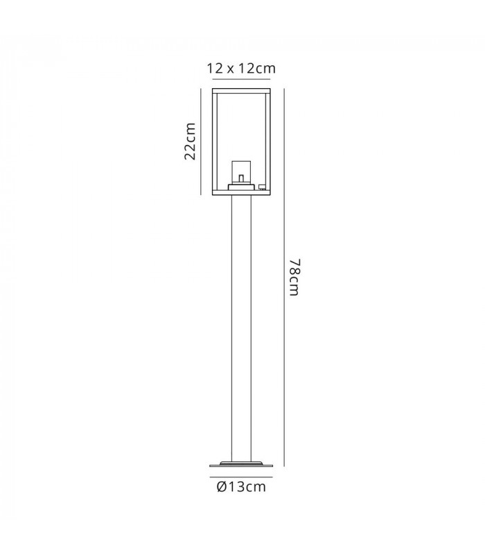 Tall Bollard Post, 1 x E27, IP54, Graphite Black