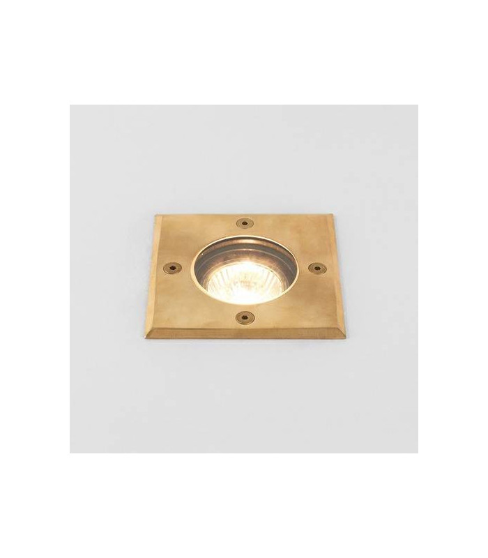 1 Light Square Coastal Ground Light Natural Brass IP65, GU10