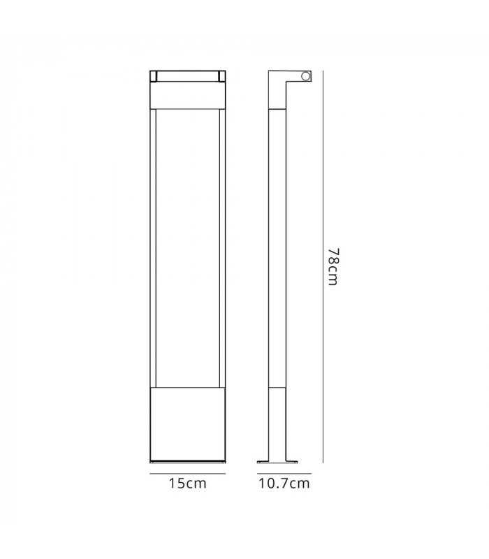 Tall Bollard Post, 1 x 10W LED, 3000K, 720lm, IP54, Graphite Black