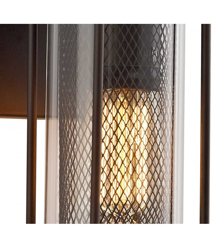 Small Wall Lantern Lamp, 1 x E27, Antique Bronze, Clear Glass, IP54