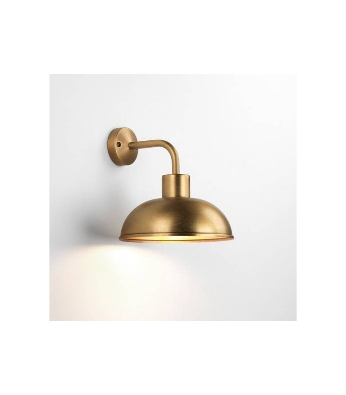 1 Light Outdoor Coastal Dome Wall Light Antique Brass, E27