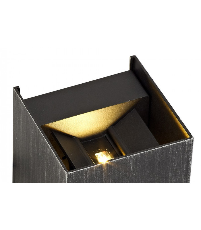 Up & Downward Lighting Wall Lamp, 2 x 3W LED, 3000K, 400lm, IP54, Black, Silver