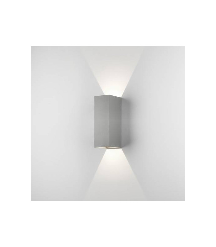 LED 1 Light Outdoor Large Up Down Wall Light Textured Painted Silver IP65