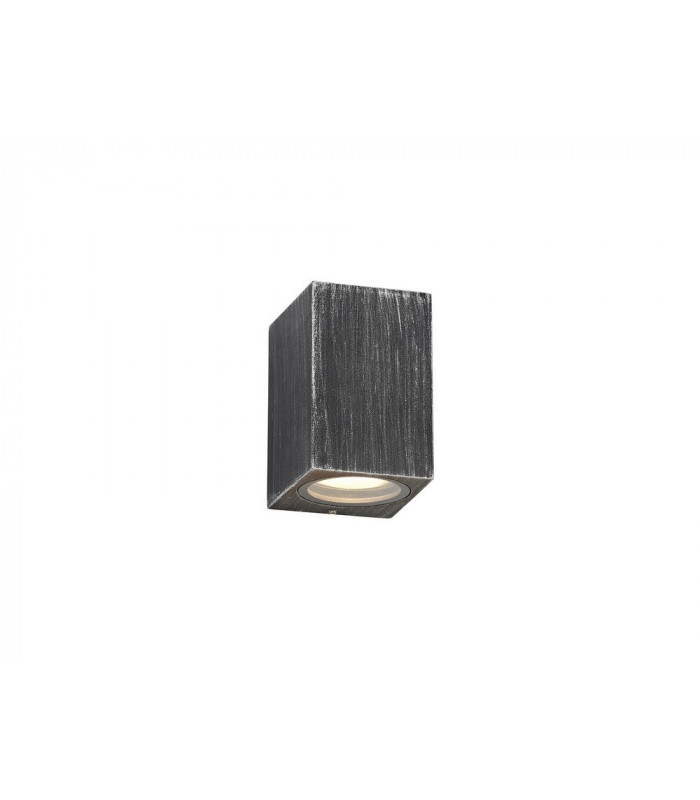 Rectangle Wall Down Lamp, 1 x GU10, IP54, Black, Silver