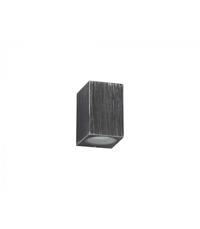 Rectangle Wall Down Lamp, 1 x GU10, IP54, Black, Silver