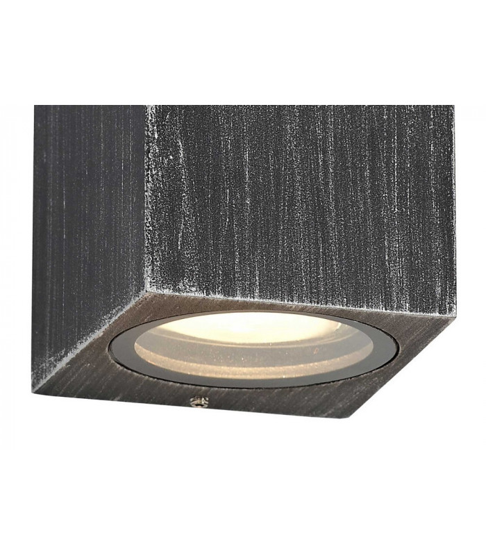 Rectangle Wall Down Lamp, 1 x GU10, IP54, Black, Silver