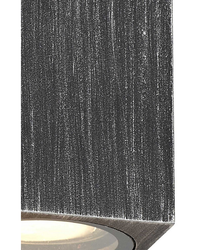 Rectangle Wall Down Lamp, 1 x GU10, IP54, Black, Silver