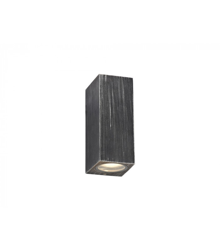 Rectangle Wall Lamp, 2 x GU10, IP54, Black, Silver