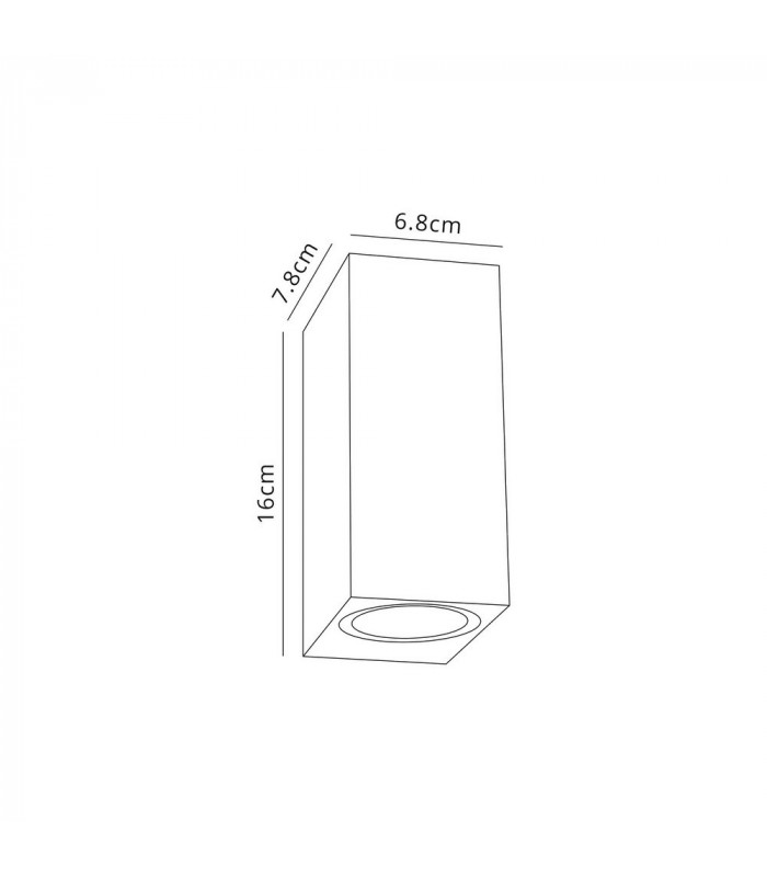 Rectangle Wall Lamp, 2 x GU10, IP54, Black, Silver