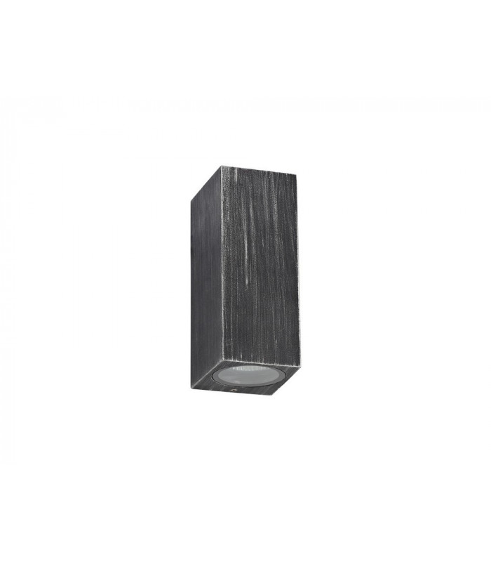 Rectangle Wall Lamp, 2 x GU10, IP54, Black, Silver
