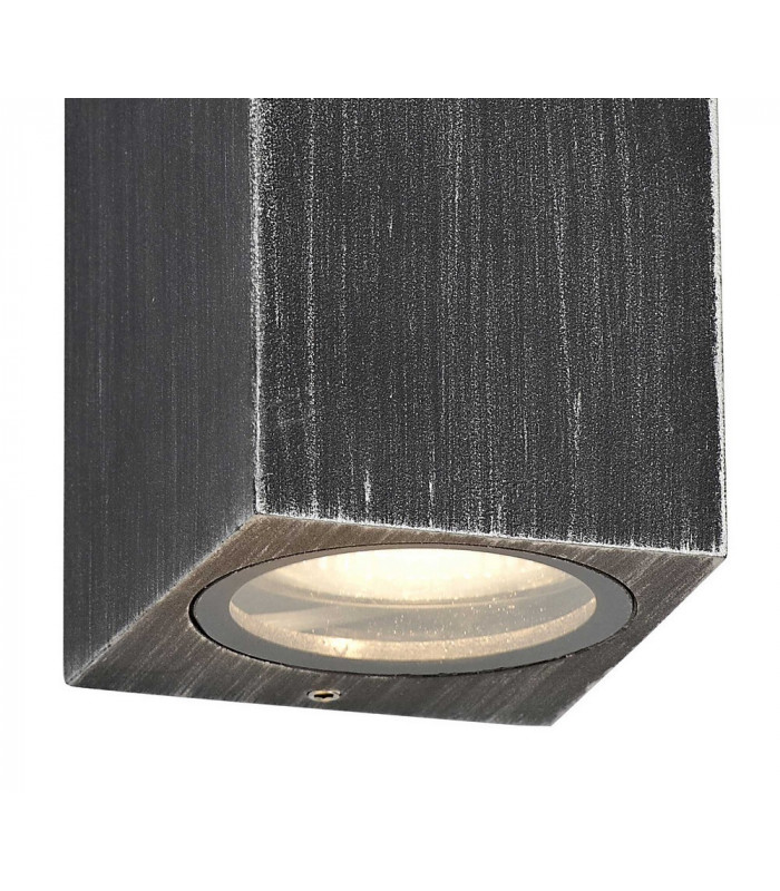 Rectangle Wall Lamp, 2 x GU10, IP54, Black, Silver