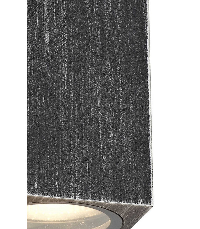 Rectangle Wall Lamp, 2 x GU10, IP54, Black, Silver