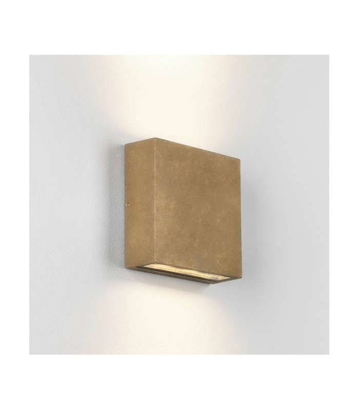 LED 1 Light Outdoor Coastal Up Down Wall Light Antique Brass IP54