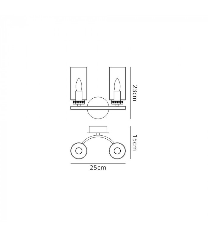Wall Lamp Switched, 2 x E14, Polished Nickel