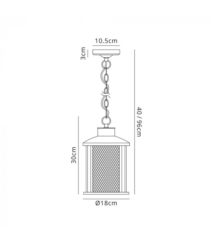 Ceiling Pendant, 1 x E27, Antique Bronze, Clear Glass, IP54