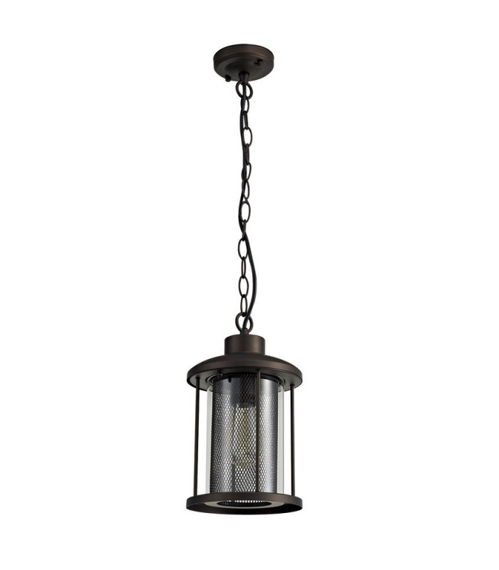 Ceiling Pendant, 1 x E27, Antique Bronze, Clear Glass, IP54
