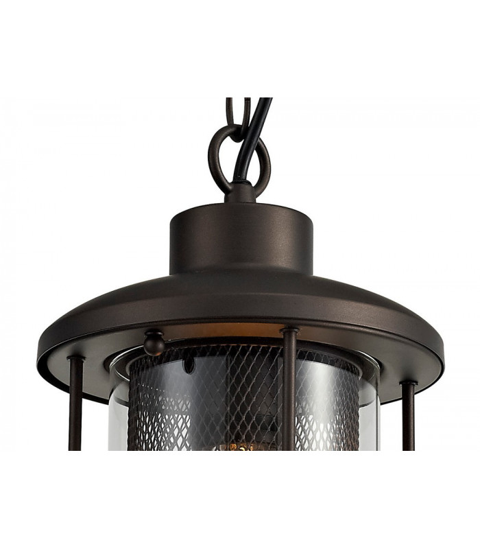 Ceiling Pendant, 1 x E27, Antique Bronze, Clear Glass, IP54