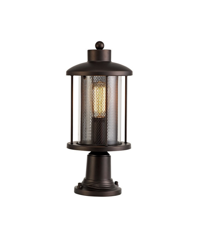 Pedestal Lamp, 1 x E27, Antique Bronze, Clear Glass, IP54