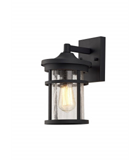 Wall Lamp, 1 x E27, Black, Clear Crackled Glass, IP54