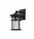 Wall Lamp, 1 x E27, Black, Clear Crackled Glass, IP54
