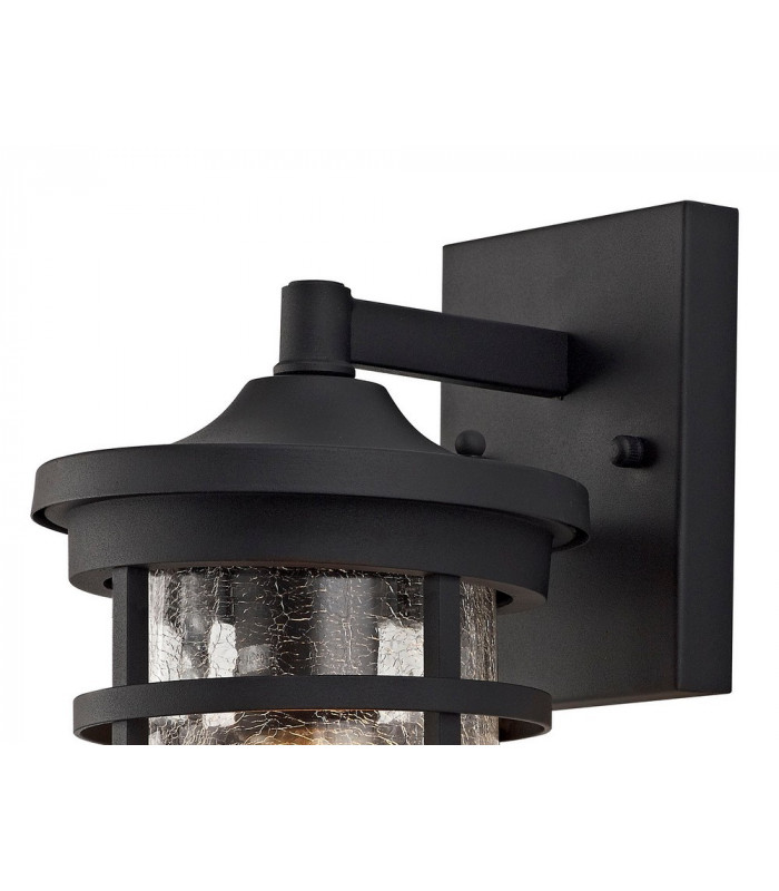 Wall Lamp, 1 x E27, Black, Clear Crackled Glass, IP54
