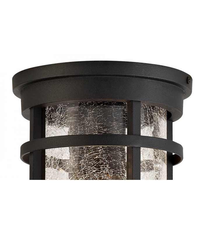 Ceiling, 1 x E27, Black, Clear Crackled Glass, IP54