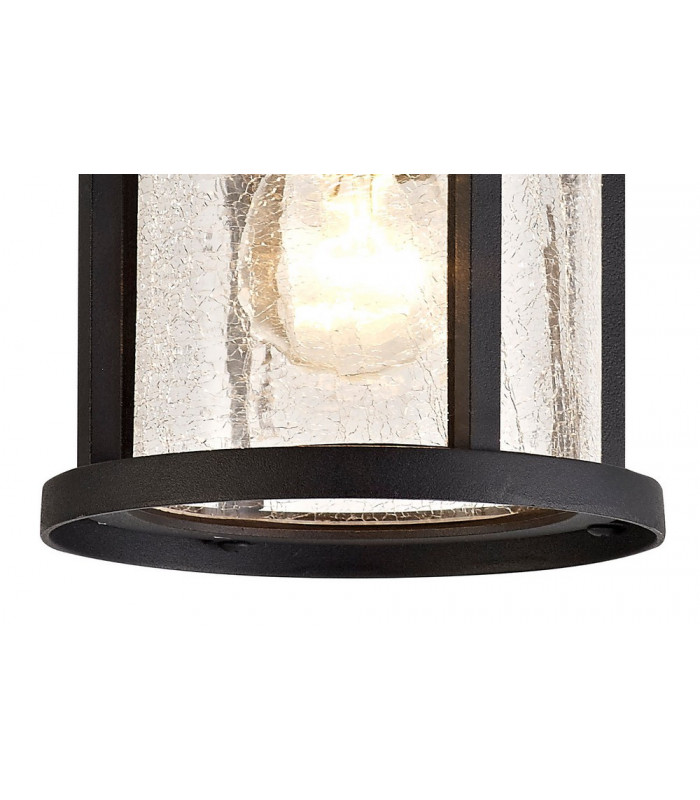 Ceiling, 1 x E27, Black, Clear Crackled Glass, IP54