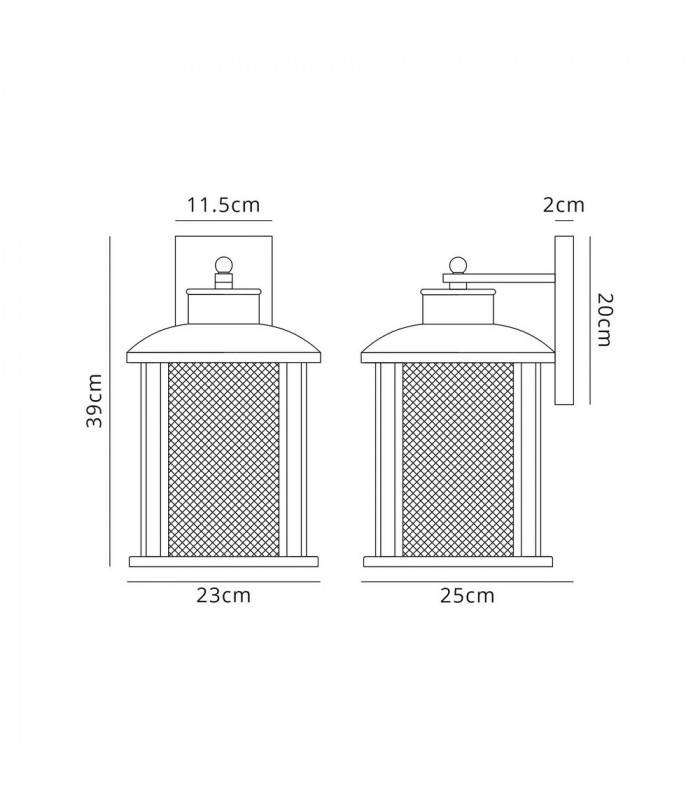 Extra Large Wall Lamp, 1 x E27, Antique Bronze, Clear Glass, IP54