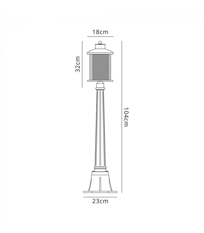Single Headed Post Lamp, 1 x E27, Antique Bronze, Clear Glass, IP54