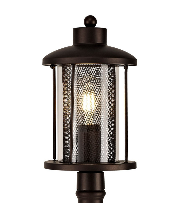 Single Headed Post Lamp, 1 x E27, Antique Bronze, Clear Glass, IP54