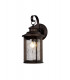 Small Wall Lamp, 1 x E27, Antique Bronze, Clear Ripple Glass, IP54