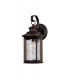 Small Wall Lamp, 1 x E27, Antique Bronze, Clear Ripple Glass, IP54