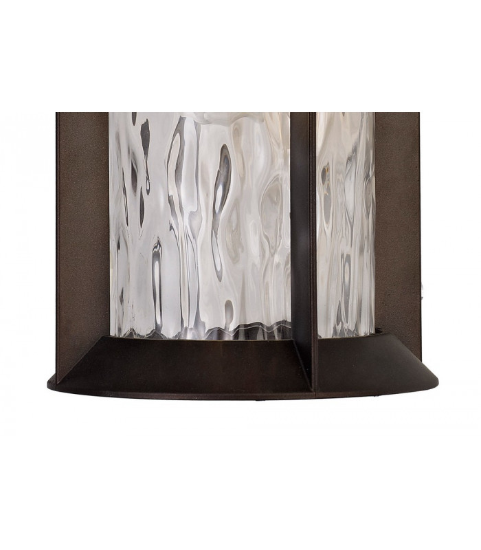 Small Wall Lamp, 1 x E27, Antique Bronze, Clear Ripple Glass, IP54