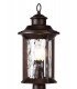 Pedestal Lamp, 1 x E27, Antique Bronze, Clear Ripple Glass, IP54