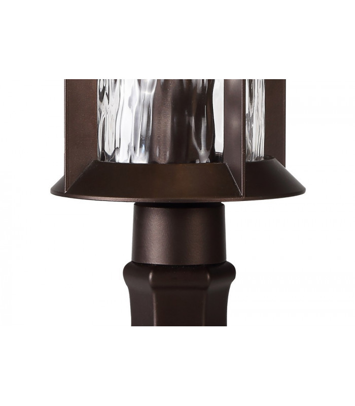 Pedestal Lamp, 1 x E27, Antique Bronze, Clear Ripple Glass, IP54