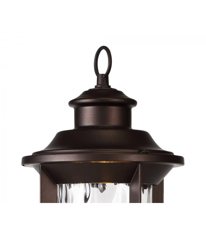 Pedestal Lamp, 1 x E27, Antique Bronze, Clear Ripple Glass, IP54