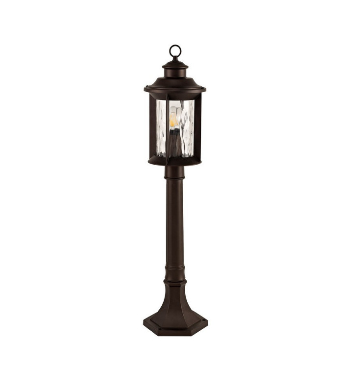Bollard Post Lamp, 1 x E27, Antique Bronze, Clear Ripple Glass, IP54