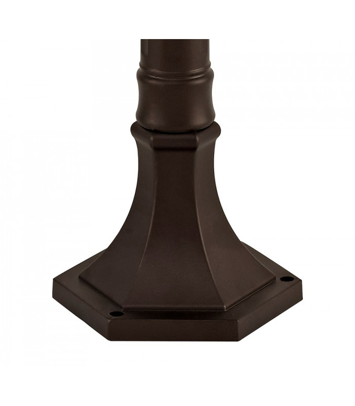 Bollard Post Lamp, 1 x E27, Antique Bronze, Clear Ripple Glass, IP54