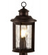 Bollard Post Lamp, 1 x E27, Antique Bronze, Clear Ripple Glass, IP54