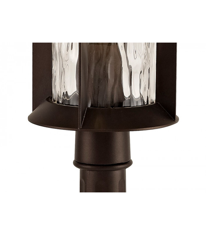 Bollard Post Lamp, 1 x E27, Antique Bronze, Clear Ripple Glass, IP54