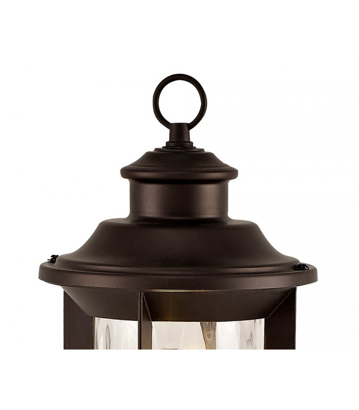 Bollard Post Lamp, 1 x E27, Antique Bronze, Clear Ripple Glass, IP54