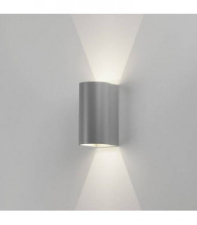 LED 1 Light Outdoor Large Up Down Wall Light Textured Painted Silver IP65